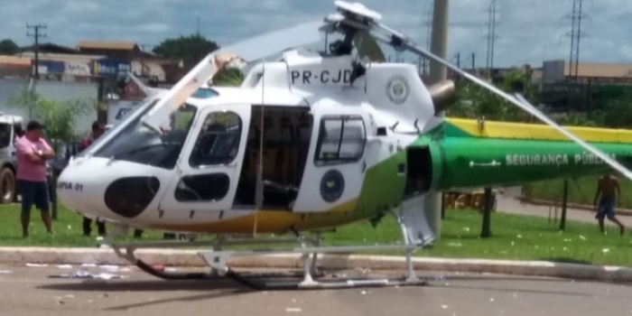 Caminhão bate na hélice de Helicóptero do governo durante decolagem